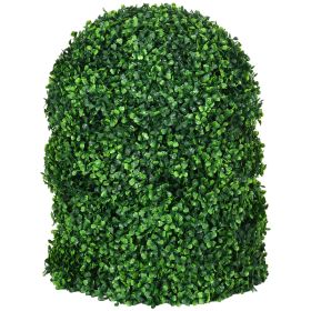 HOMCOM Decorative Artificial Trees 2 Pack 15.75" Faux Boxwood Topiary Ball for Indoor Outdoor Home Decor