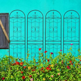 4 Pack Metal Garden Trellis 86.7" x 19.7" Rustproof Trellis for Climbing Plants Outdoor Flower Support Black